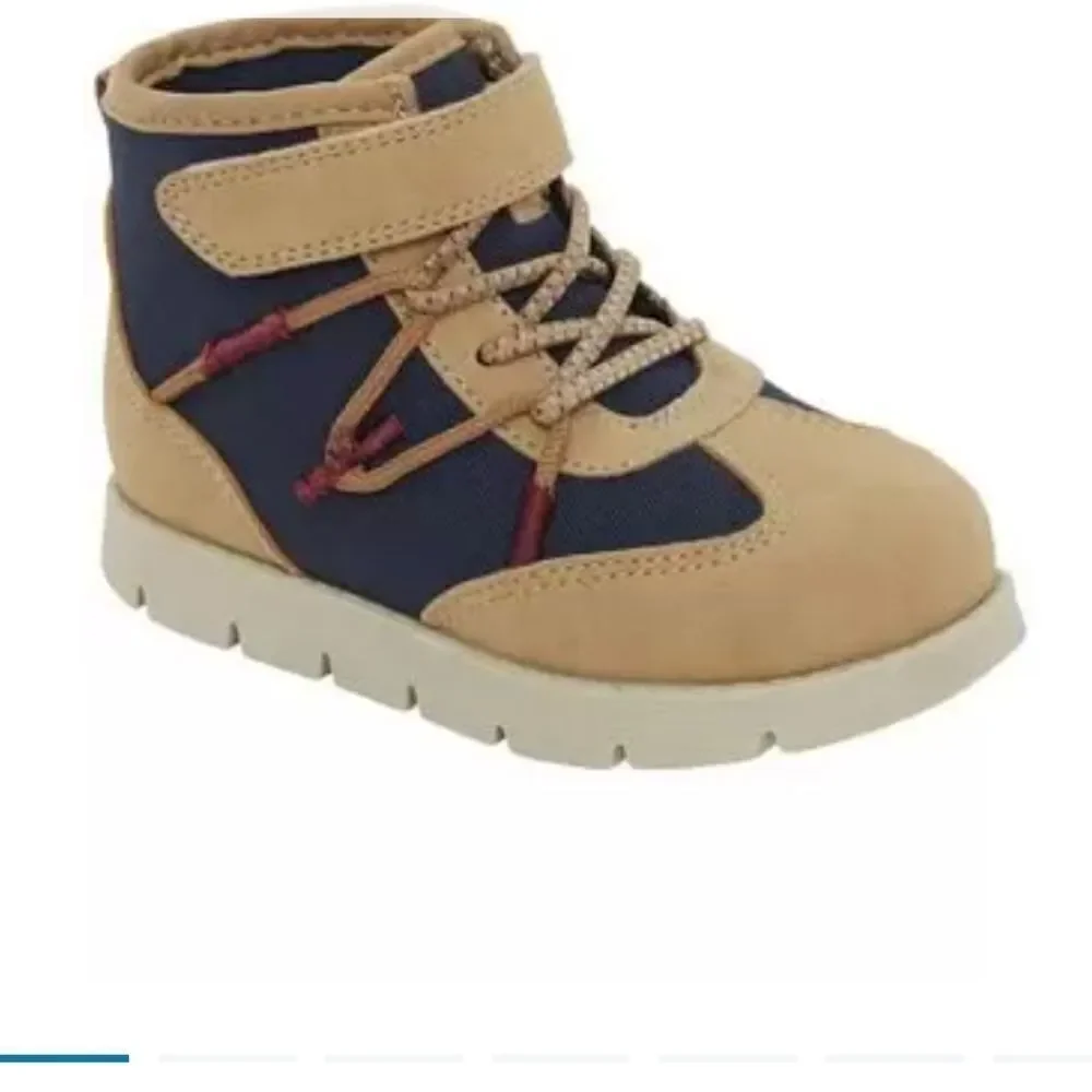 OshKosh B'Gosh Boys Toddler Asterix Fashion Recycled Navy & Tan Boots size 7